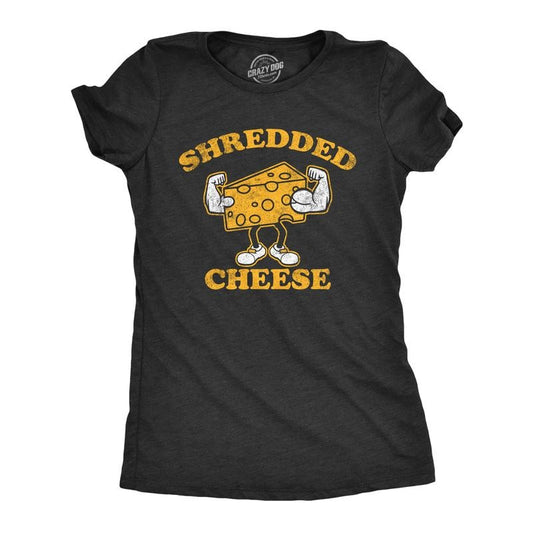 Womens Shredded Cheese T Shirt Funny Cheesy Buff Workout Joke Tee for Ladies Funny Womens T Shirts Cute Slimming Top...