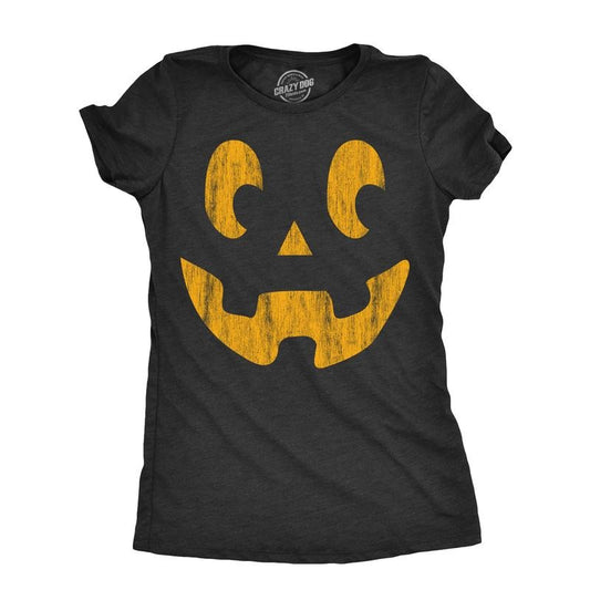 Womens Side Eye Steve Pumpkin T Shirt Funny Halloween Jack O Lantern Weird Smile Tee For Ladies Funny Womens T Shirts...