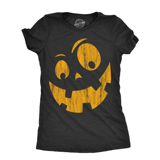 Womens Silly Jack Pumpkin T Shirt Funny Halloween Jack O Lantern Goofy Smile Tee For Ladies Funny Womens T Shirts Cute...