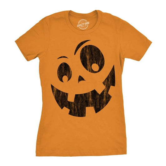 Womens Silly Jack Pumpkin T Shirt Funny Halloween Jack O Lantern Goofy Smile Tee For Ladies Funny Womens T Shirts Cute...