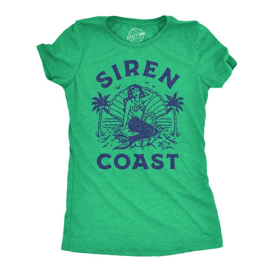 Womens Siren Coast T Shirt Funny Tropical Mermaid Beach Lovers Tee for Ladies Funny Womens T Shirts Cute Slimming Top...