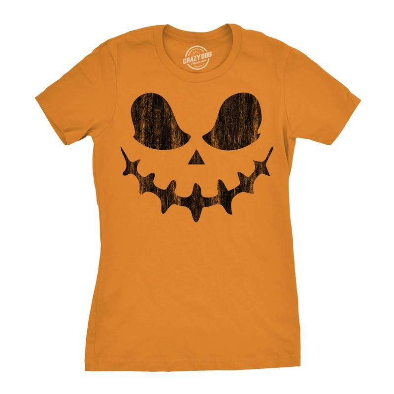 Womens Skeletal Steve Pumpkin T Shirt Funny Halloween Jack O Lantern Skull Smile Tee For Ladies Funny Womens T Shirts...