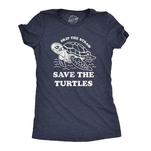 Womens Skip The Straw Save The Turtles Tshirt Environmental Awareness Tee Funny Womens T Shirts Cute Slimming Top...
