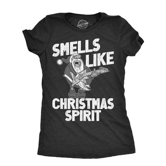 Womens Smells Like Christmas Spirit T Shirt Funny Xmas Music Parody Rock Song Tee for Ladies Funny Womens T Shirts Cute...