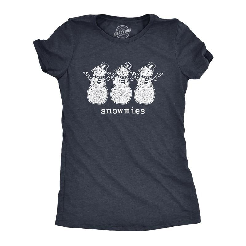 Womens Snowmies T Shirt Funny Snowmen Homies Friends Winter Season Graphic Tee Funny Womens T Shirts Cute Slimming Top...