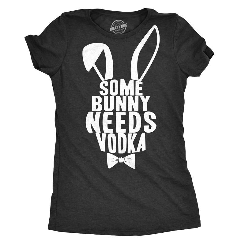 Womens Some Bunny Needs Vodka T Shirt Gift Funny Easter Drinking Tee For Guys Funny Womens T Shirts Cute Slimming Top...