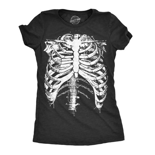 Womens Splattered Rib Cage T Shirt Cool Skeleton Halloween Costume Tee for Ladies Funny Womens T Shirts Cute Slimming Top...