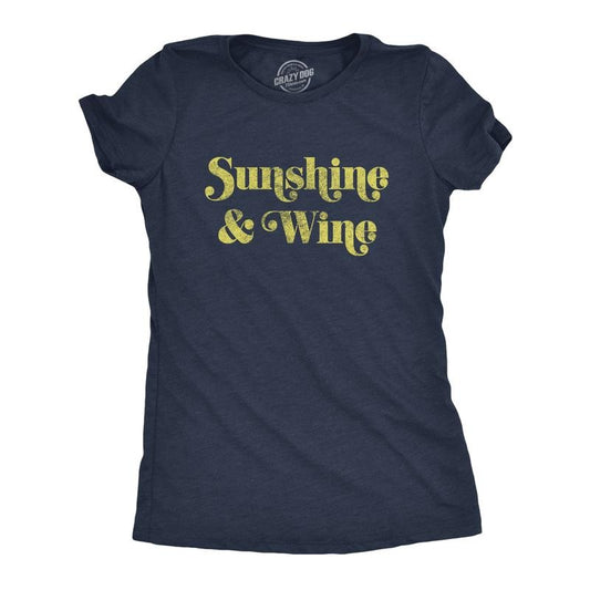 Womens Sunshine and Wine T Shirt Funny Summertime Drinking Vino Graphic Tee Funny Womens T Shirts Cute Slimming Top...
