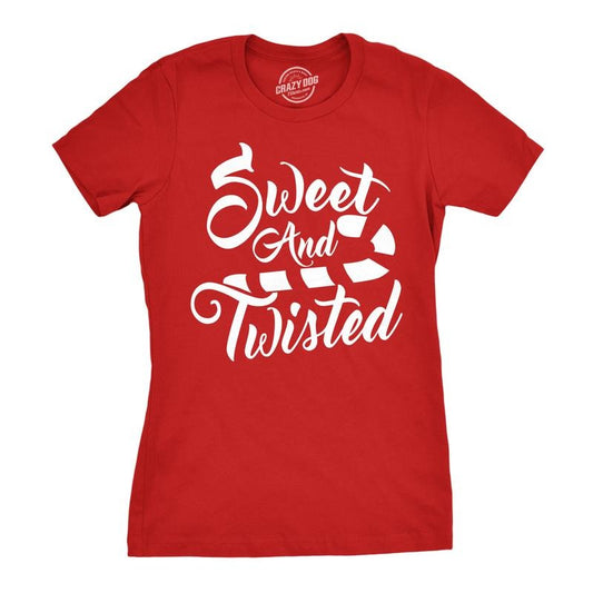 Womens Sweet And Twisted T Shirt Cute Funny Candycane Christmas Tee For Ladies Funny Womens T Shirts Cute Slimming Top...