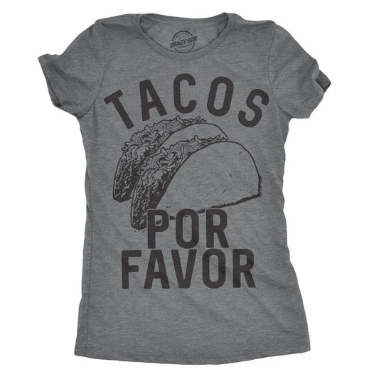 Womens Tacos Por Favor T Shirt Funny Spanish Tee For Ladies Funny Womens T Shirts Cute Slimming Top Comfortable Soft...