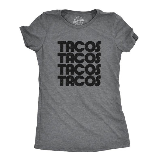 Womens Tacos Tacos Tacos T Shirt Funny Retro Tee for Ladies Funny Womens T Shirts Cute Slimming Top Comfortable Soft...