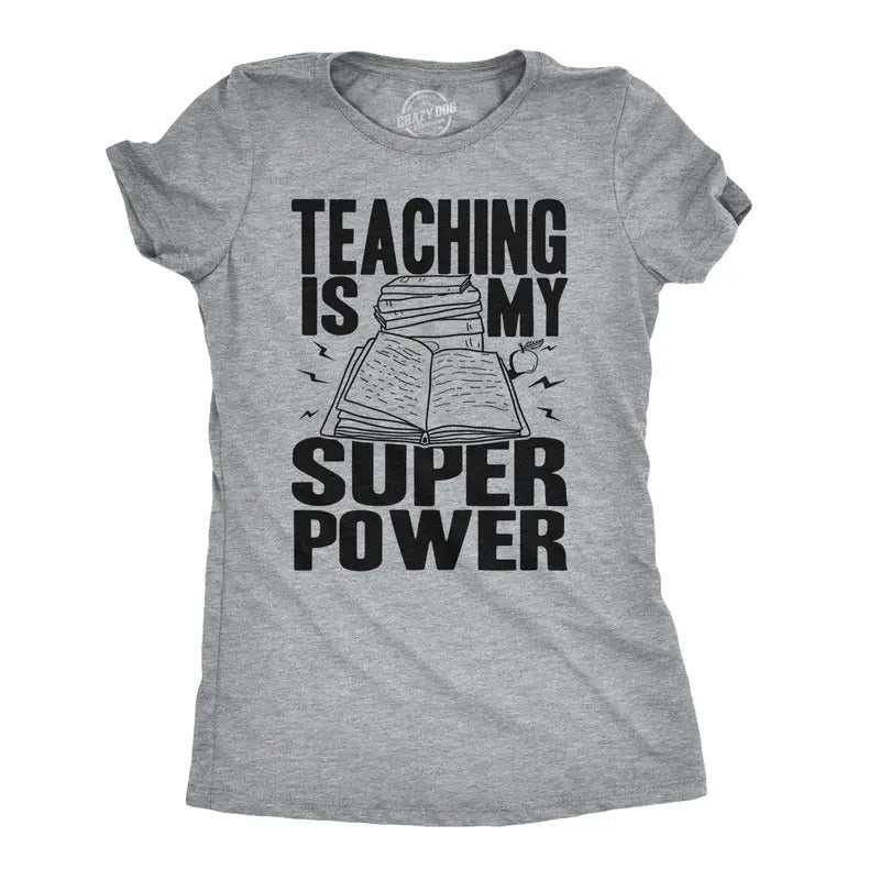 Womens Teaching Is My Superpower Funny Teacher Superhero Nerd T shirt Funny Womens T Shirts Cute Slimming Top Comfortable...