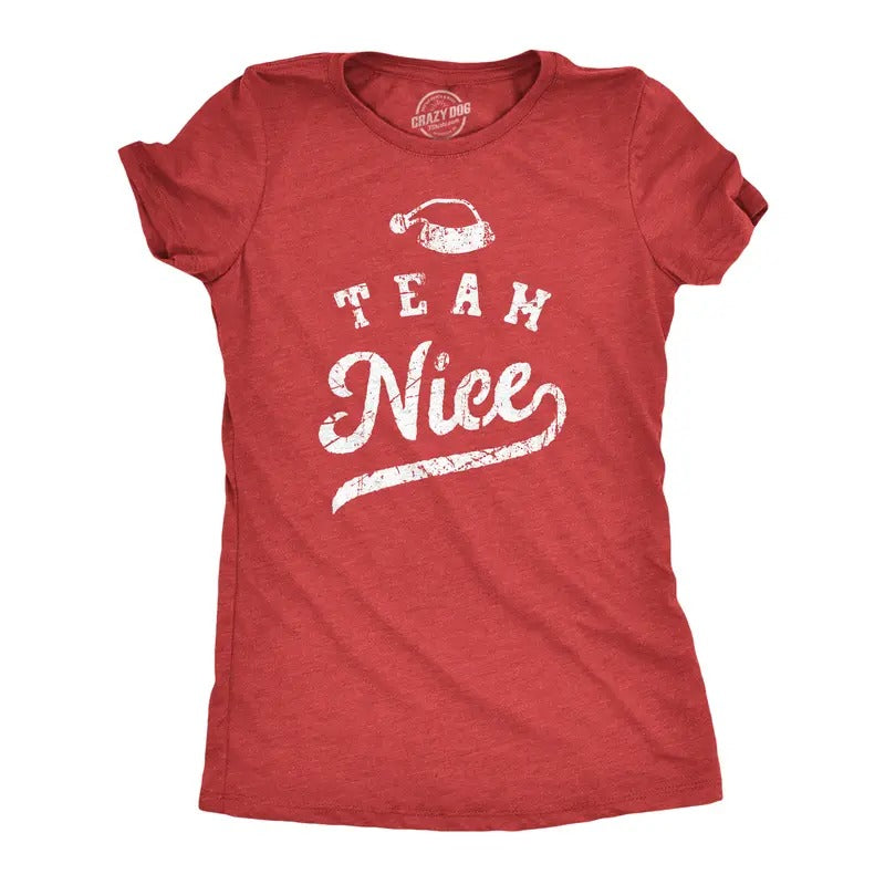 Womens Team Nice T Shirt Funny Xmas Party Santas List Tee for Ladies Funny Womens T Shirts Cute Slimming Top Comfortable...