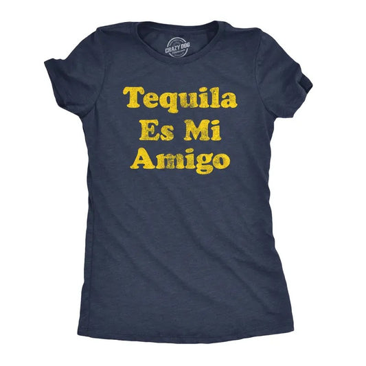 Womens Tequila Es Mi Amigo T Shirt Funny Drinking Friend Humor Tee Funny Womens T Shirts Cute Slimming Top Comfortable...