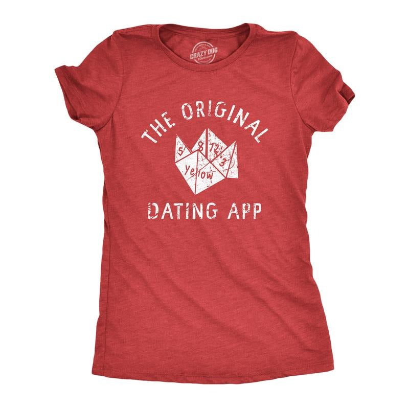 Womens The Original Dating App T Shirt Funny Cootie Catcher Joke Tee for Ladies Funny Womens T Shirts Cute Slimming Top...