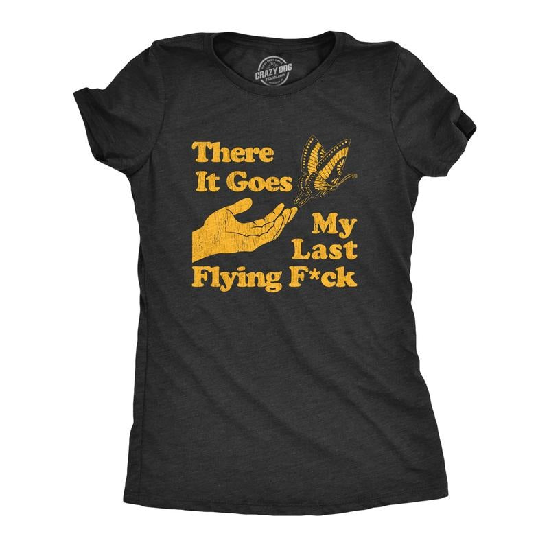 Womens There Goes My Last Flying F*ck T Shirt Funny Sarcastic Tee Funny Womens T Shirts Cute Slimming Top Comfortable...