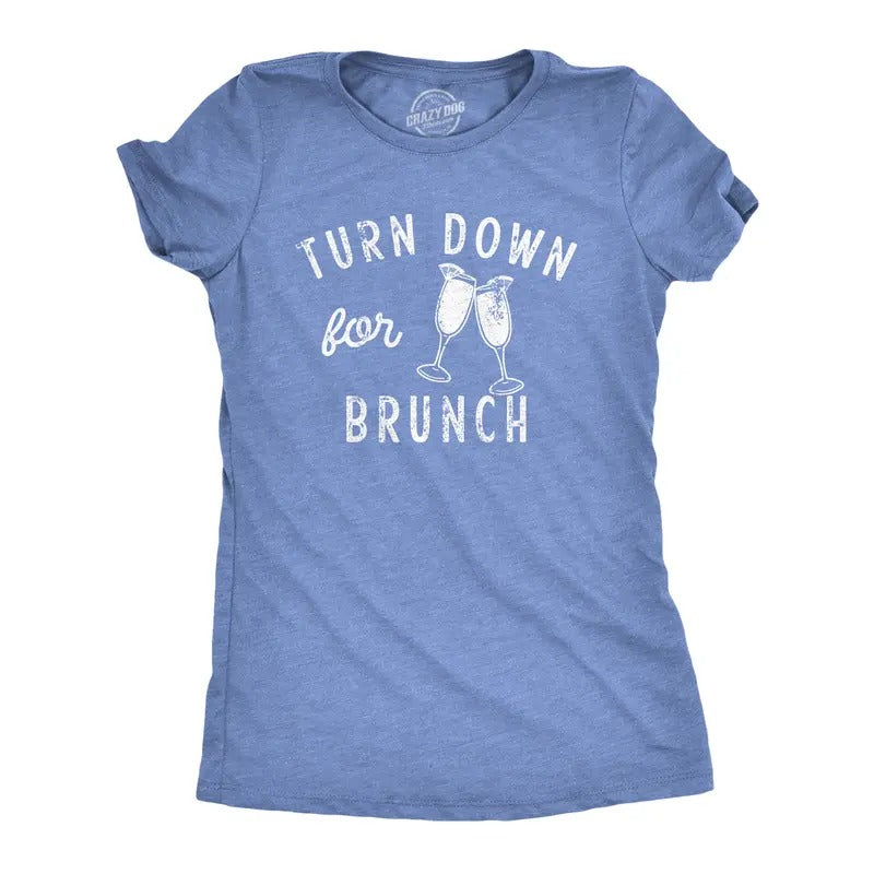 Womens Turn Down For Brunch T Shirt Funny Breakfast Mimosa Drinking Lovers Tee For Ladies Funny Womens T Shirts Cute...