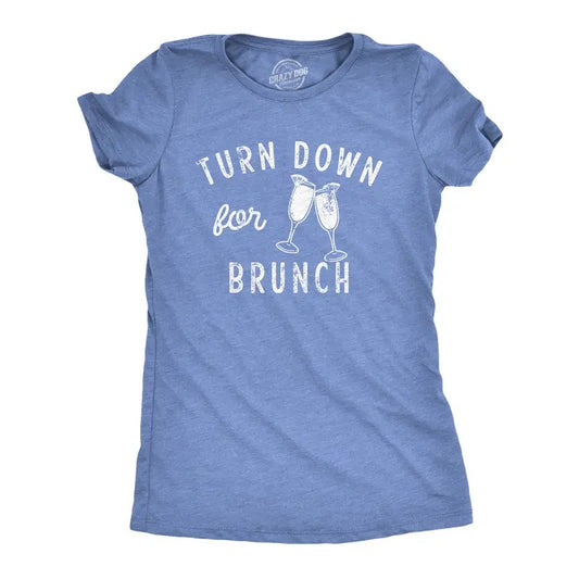 Womens Turn Down For Brunch T Shirt Funny Breakfast Mimosa Drinking Lovers Tee For Ladies Funny Womens T Shirts Cute...