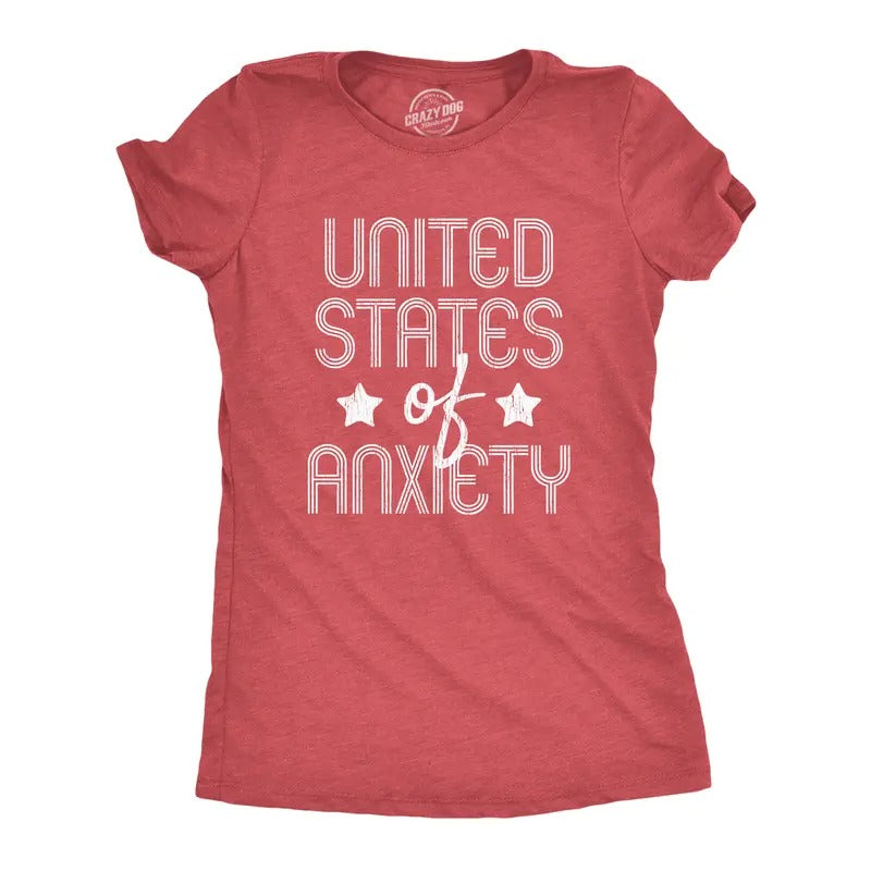 Womens United States Of Anxiety T Shirt Funny Social Distance USA Quarantine Graphic Tee Funny Womens T Shirts Cute...