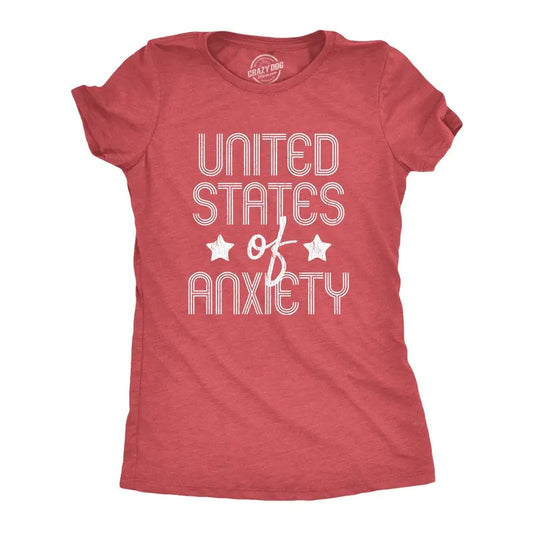 Womens United States Of Anxiety T Shirt Funny Social Distance USA Quarantine Graphic Tee Funny Womens T Shirts Cute...