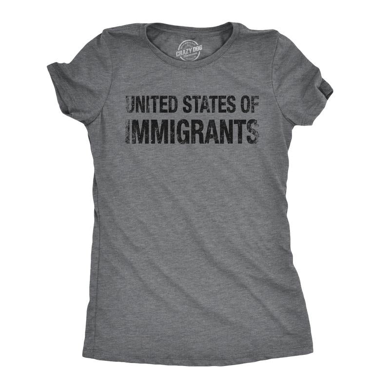 Womens United States of Immigrants Funny Citizen American T shirt Funny Womens T Shirts Cute Slimming Top Comfortable...