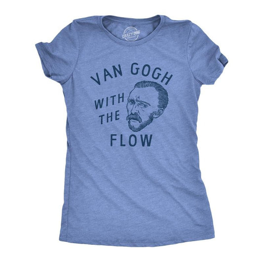 Womens Van Gogh With The Flow T Shirt Funny Painter Vincent Artist Tee For Ladies Funny Womens T Shirts Cute Slimming Top...