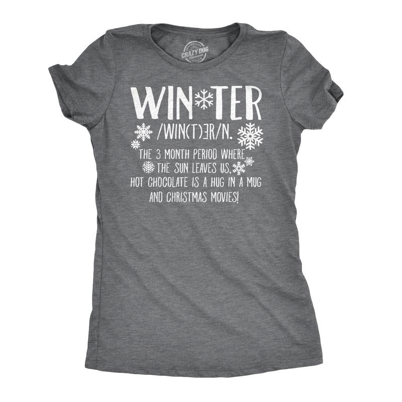 Womens Winter Definition Funny Christmas English T shirt for Ladies Funny Womens T Shirts Cute Slimming Top Comfortable...