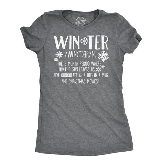 Womens Winter Definition Funny Christmas English T shirt for Ladies Funny Womens T Shirts Cute Slimming Top Comfortable...