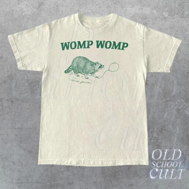 Womp Womp Funny Retro Shirt, Unisex Meme T Shirt, Funny T Shirt, Raccoon Graphic Shirt, Relaxed Cotton Adult Tee, Cool...