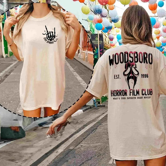 Woodsboro Horror Film Club 2 Sided Shirt, Horror Film Club Shirt, Woodsboro Scream, Scream Ghost Shirt, Stay Spooky Shirt...