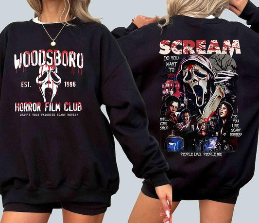 Woodsboro Horror film Club Shirt ? Halloween Killers Friends Movie Unisex Shirt Double Sides | You Can't Kill The...