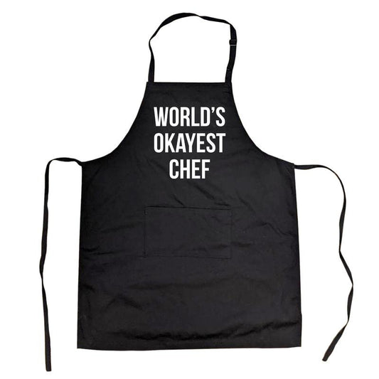 World's Okayest Chef Apron Funny Summer Cookout Apron Funny Aprons Funny Sibling Cover Novelty Cooking Aprons for Men...