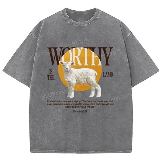 Worthy Is The Lamb Washed T-Shirt, Christian Jesus  t shirts, Vintage 90s Graphic Tee Gift Cotton Top Womenswear, Mineral...