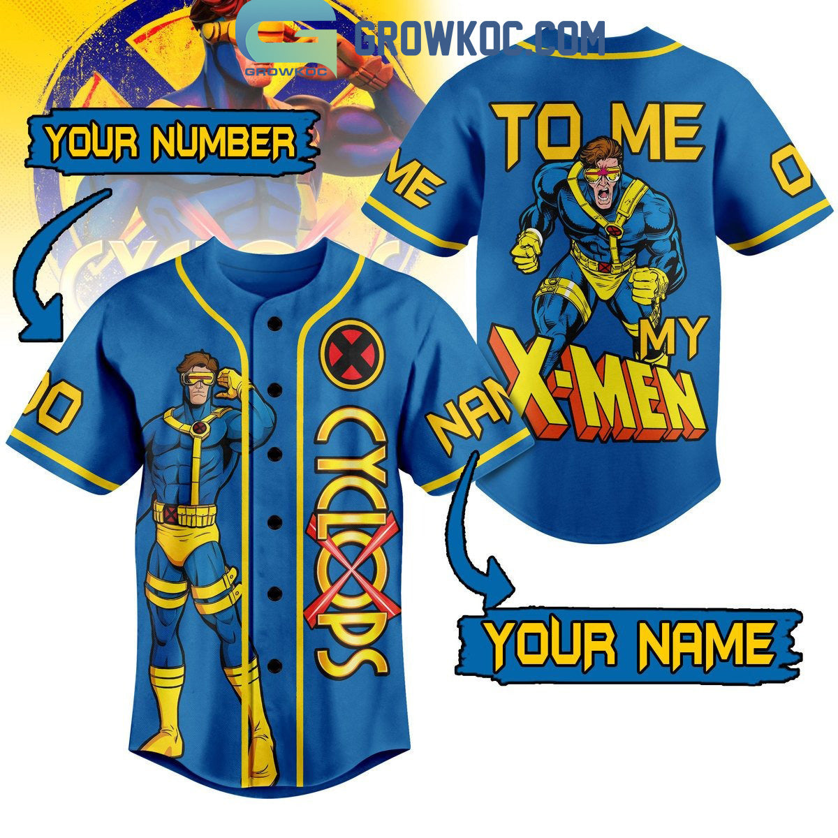 X-Men Cyclops To ME My X-Men Personalized Baseball Jersey
