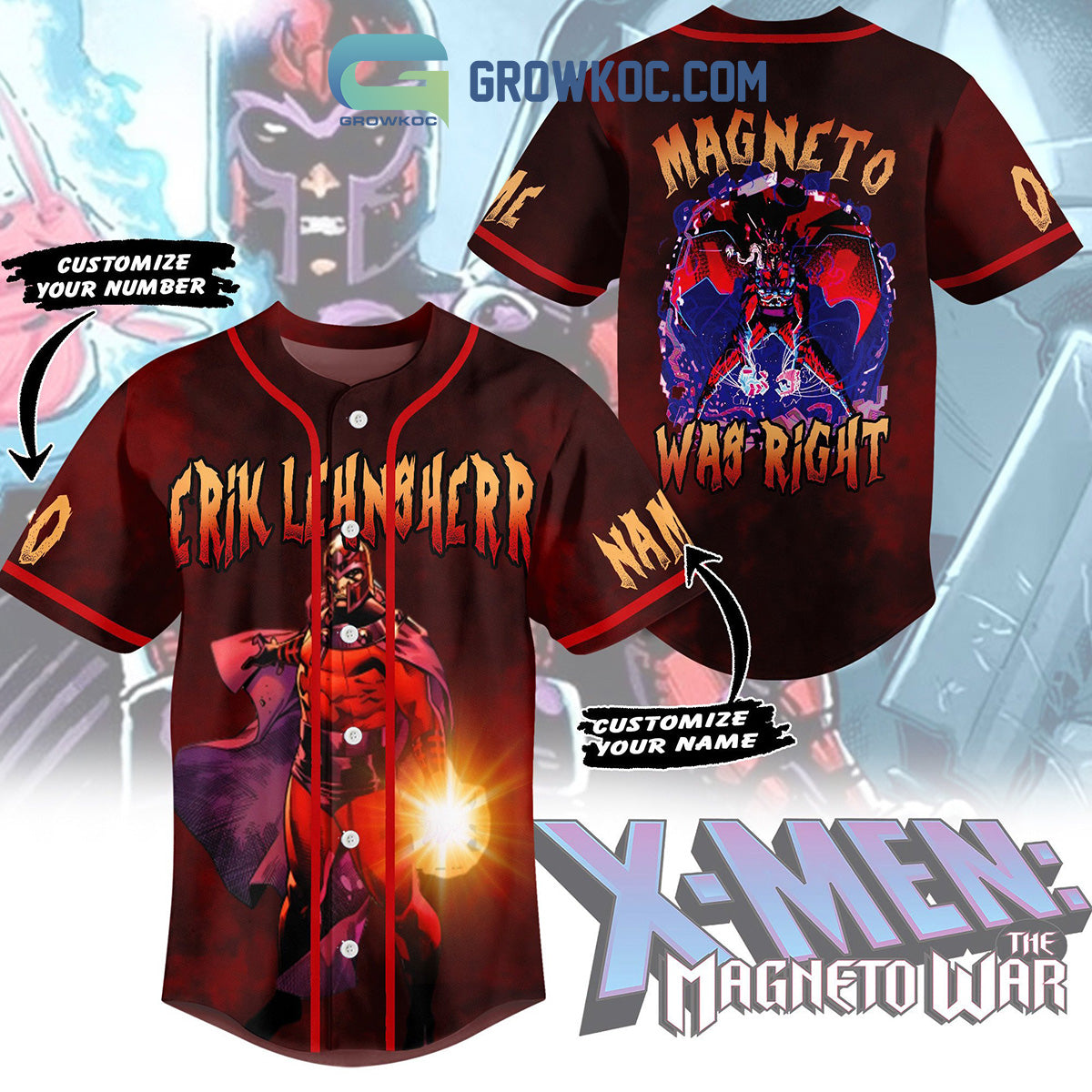 X-Men The Magneto War Magneto Was Right Erik Lehnsherr Personalized Baseball Jersey