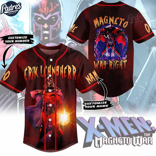 X-Men The Magneto Was Right Erik Lehnsherr Baseball Jersey - Padres Jersey Oasis: Elevate Your Baseball Style... (Image 1)