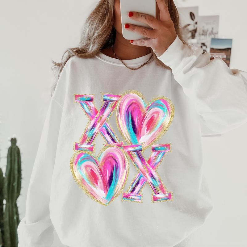 XOXO Brushstroke Crewneck ~ Sweatshirt Unisex Apparel Relaxed Fit Printed in the USA Clothing Womenswear Casual and...