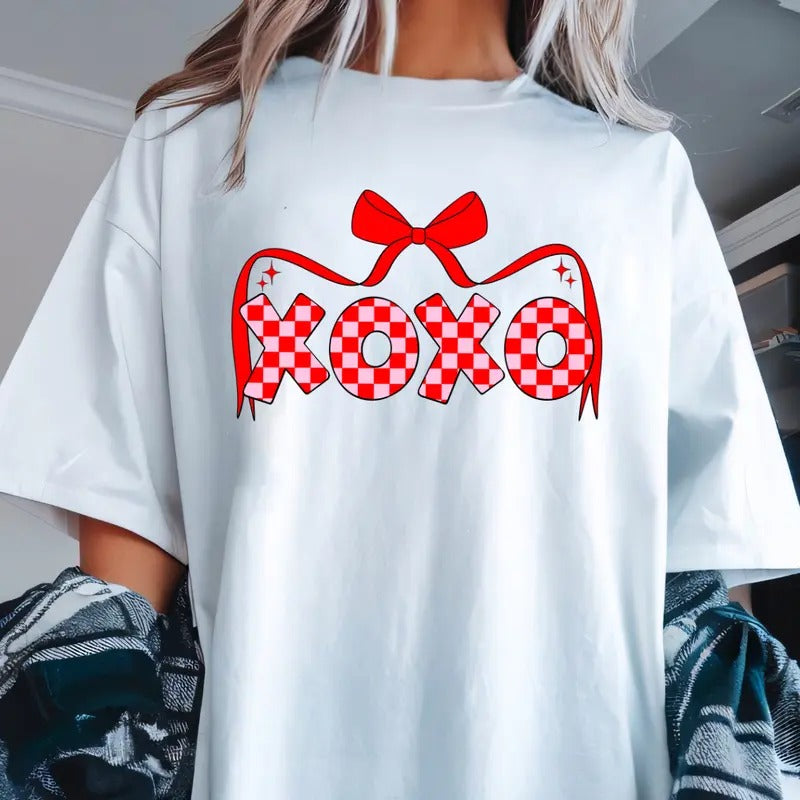 XOXO Coquette Bow New Shirt~ Unisex Apparel Relaxed Fit Printed In The USA Clothing Womenswear Casual Comfort Cotton Top...