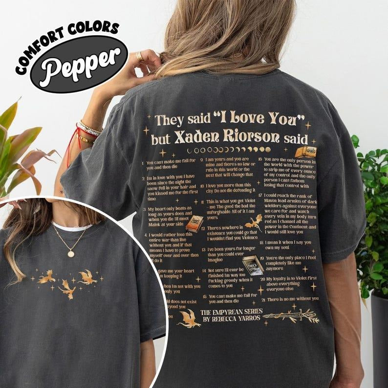 Xaden Riorson Quote Comfort Colors Shirt, Fourth Wing Book Quotes, Xaddy Shirt, I Love You In Book Quotes, Romantasy Book...