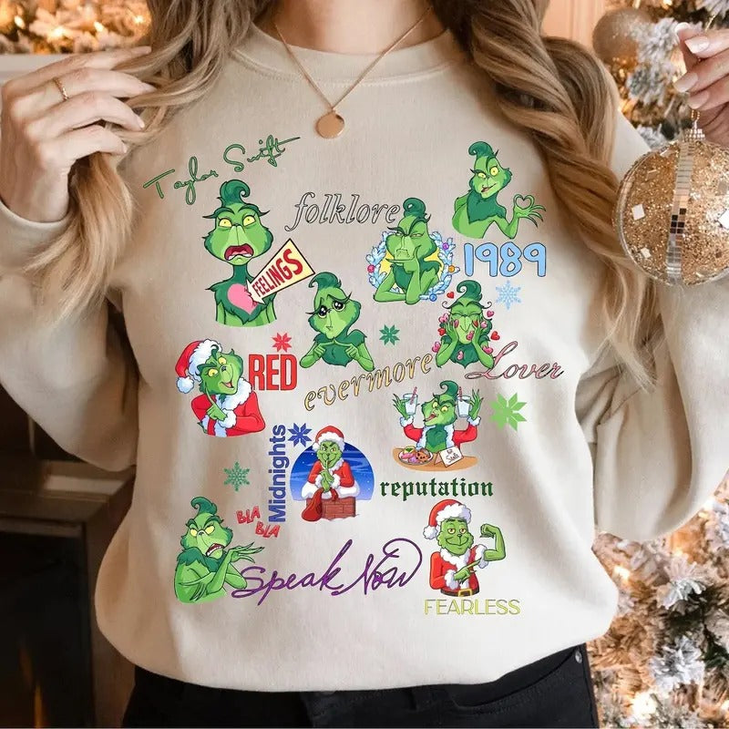Xmas TS fan Sweater, Christmas Movie Shirt, Merry Greench Eras Tour Sweatshirt, Christmas Gift Idea, Christmas Concert...