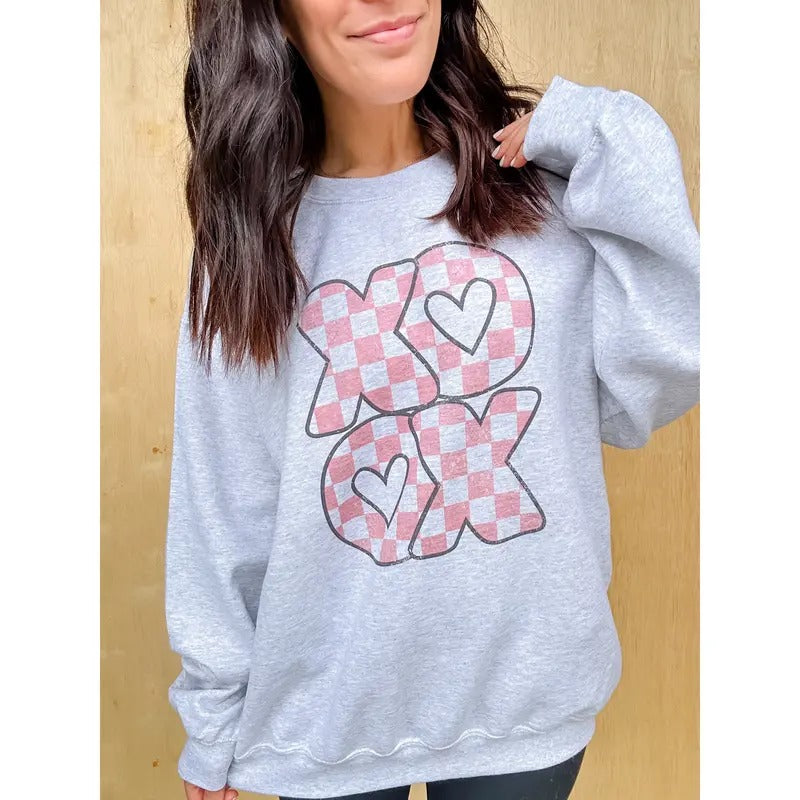 XoXo Checkered Graphic Top T-Shirts, Hoodie, Sweatshirt | WearSparks.com