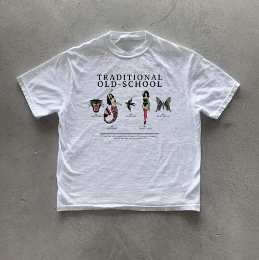 Y2k Traditional Old-School Tattoo T-Shirt, Unisex Graphic Tees Gothic Grunge Y2k Emo Scene Amity Affliction Style Clothes...