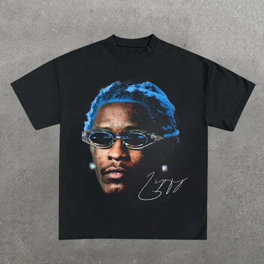 YOUNG THUG Blue T-Shirt, Music Rap Tee, Pop, Hip Hop, R&B, Y2k, Unisex T-Shirt, Gift For Men Women Womenswear Menswear...