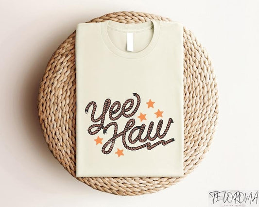 Yee Haw Rope Shirt, Cowboy Rope Sweatshirt, Western Star Tee, Retro Sayings Country Clothing, Cowboy Western Graphic...