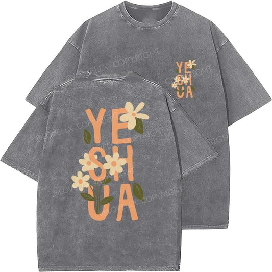 Yeshua Unisex Washed T-Shirt, Christian t shirts, Vintage 90s Graphic Tee, Gift Top Womenswear Cotton Mineral Color...