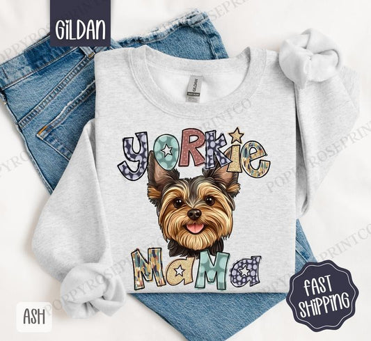 Yorkie Sweatshirt, Women's Crewneck, Cute Dog Mom Women's Sweatshirt T-Shirts, Hoodie | WearSparks.com