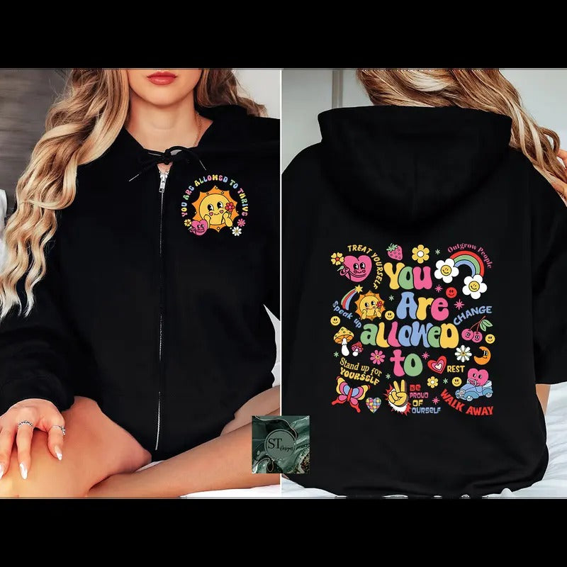 You Are Allowed To Zip Hoodie Black or Sport Grey T-Shirts, Sweatshirt | WearSparks.com