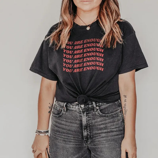 You Are Enough Tshirt, Mental Health Shirt, Retro Shirt, Positivity Clothing, Affirmation Shirt, Anxiety Tee, Aesthetic...