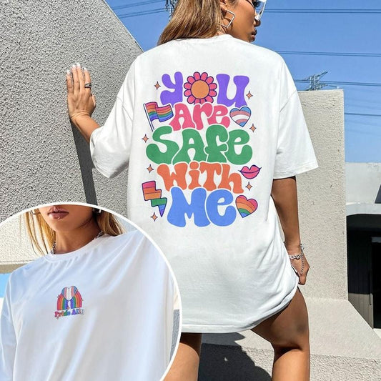 You Are Safe With Me Shirt, Pride Ally TShirt, Proud Ally T Shirt, Shirt For Ally, Gay Pride Shirt, Pride Ally Rainbow...