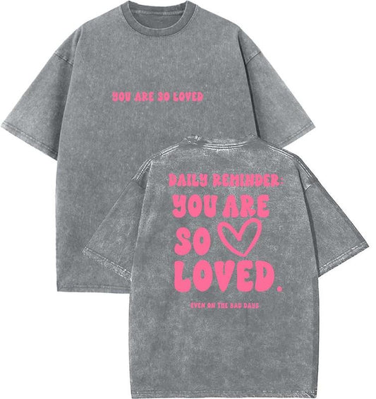 You Are So Loved Unisex Washed T-Shirt, Christian Tshirts, Vintage 90s Graphic Tee, Gift Top Womenswear Cotton Mineral...